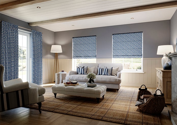 Land & Shore Oak Leaf, Blue - Roman Blind - Image 6